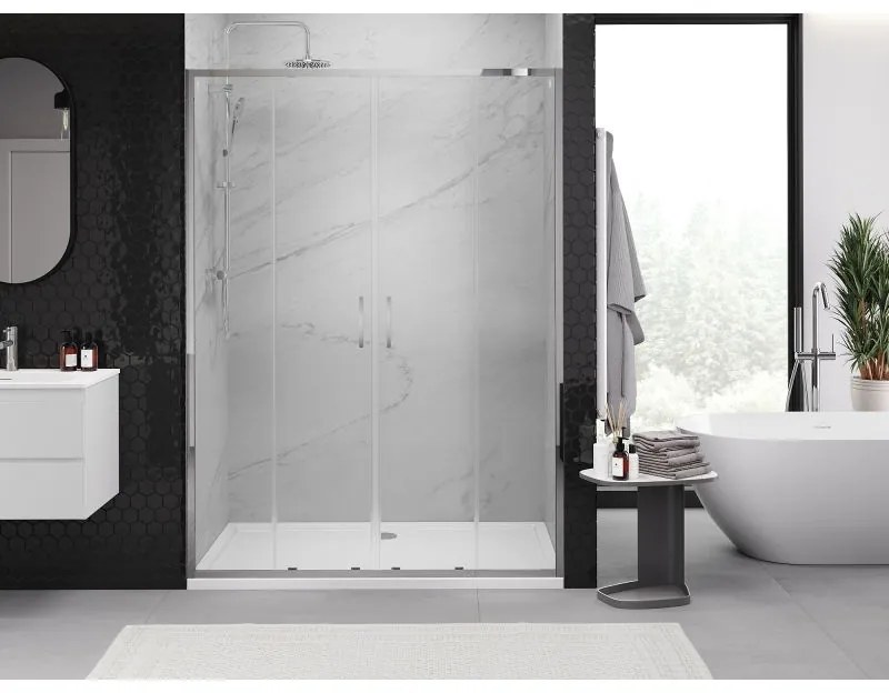 Mexen Exo, 2-krídlové posuvné 130x200 cm, 6mm číre sklo, chrómový profil, 8152-130-000-01-00