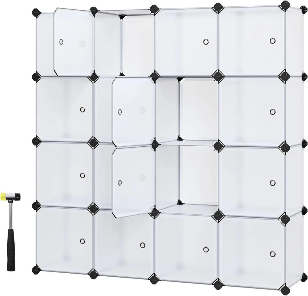 Úložný plastový organizér - biela/priesvitná