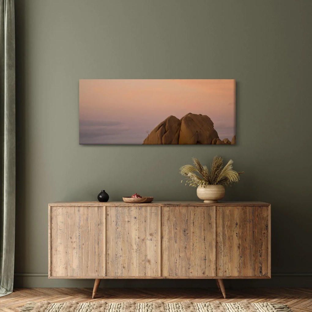 Obraz západu slnka v skalách (120x50 cm)