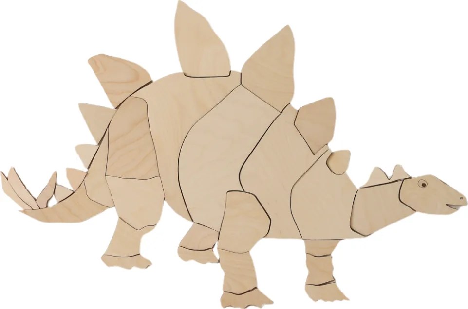 Drevená nástenná dekorácia Origami Stegosaurus – dinosaurus do detskej izby M
