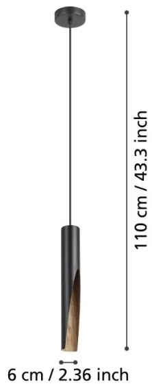 Eglo 900874 - LED Luster na lanku BARBOTTO 1xGU10/4,5W/230V čierna/hnedá