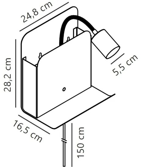 Nordlux - Nástenné svietidlo s poličkou a USB ROOMI 1xGU10/8W/230V biela