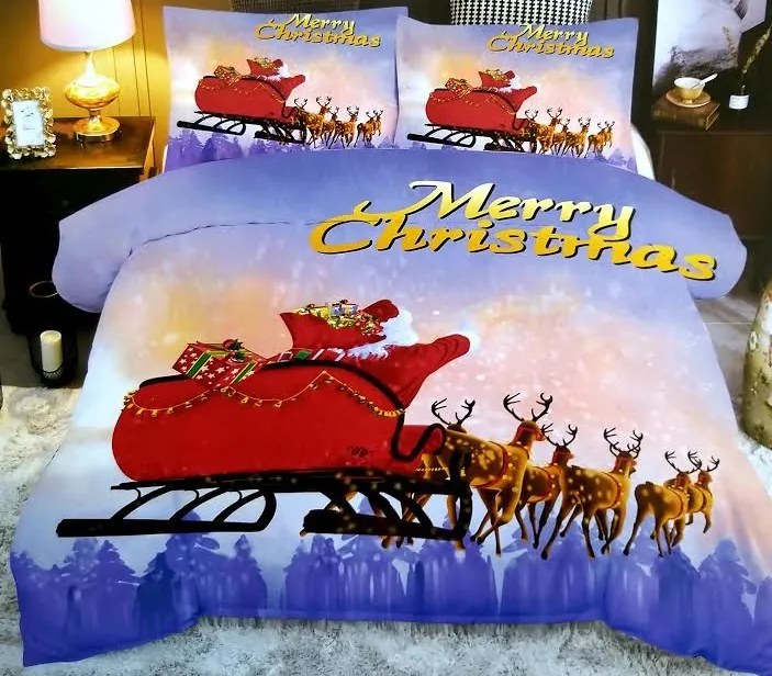 HoD Obliečky Vianočné Santa na saniach Bavlna 40x50 70x90 140x200 cm