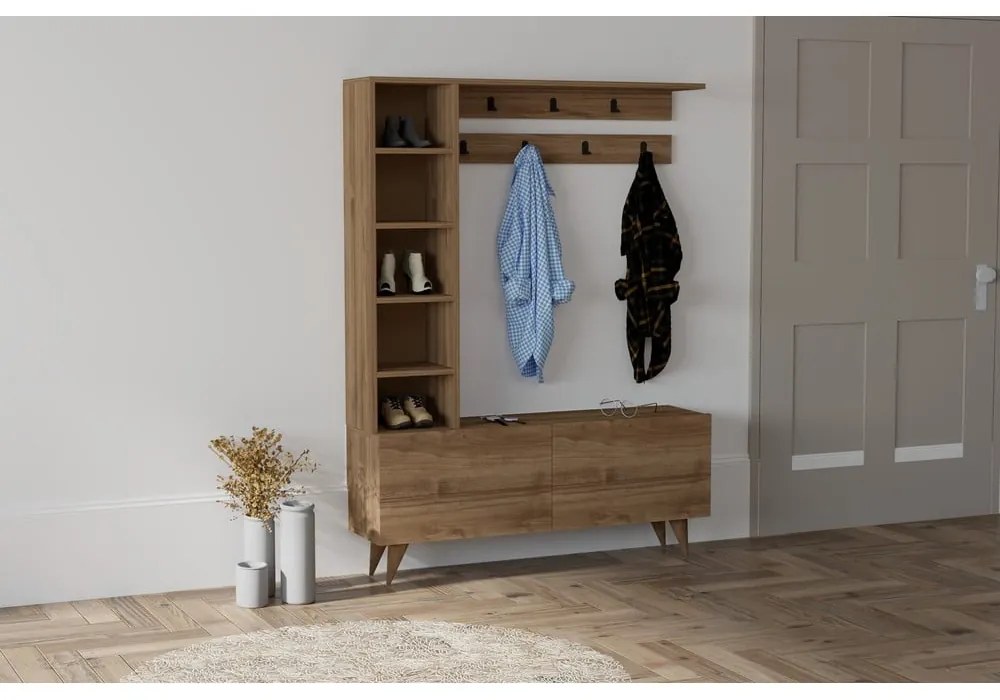 Predsieňová zostava v dekore orecha v prírodnej farbe Hale - Kalune Design