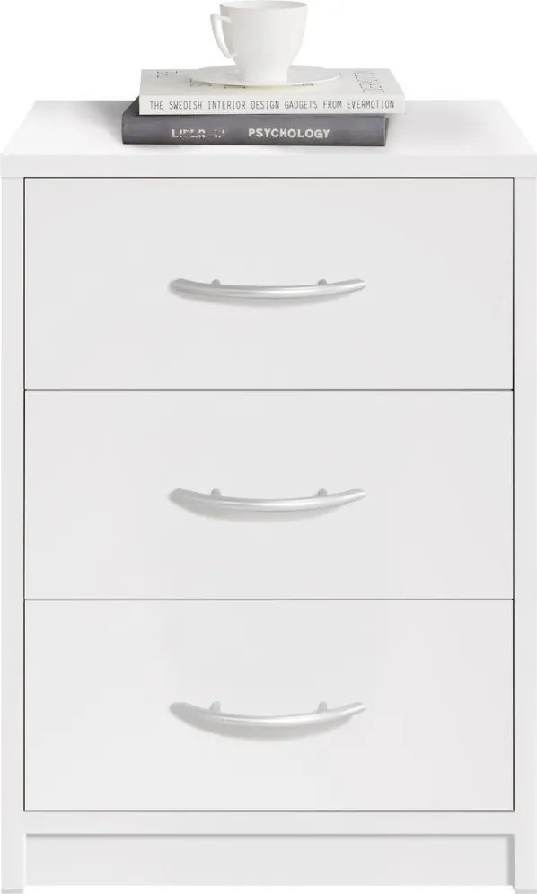 Nočný stolík s 3 zásuvkami Pepe, biely