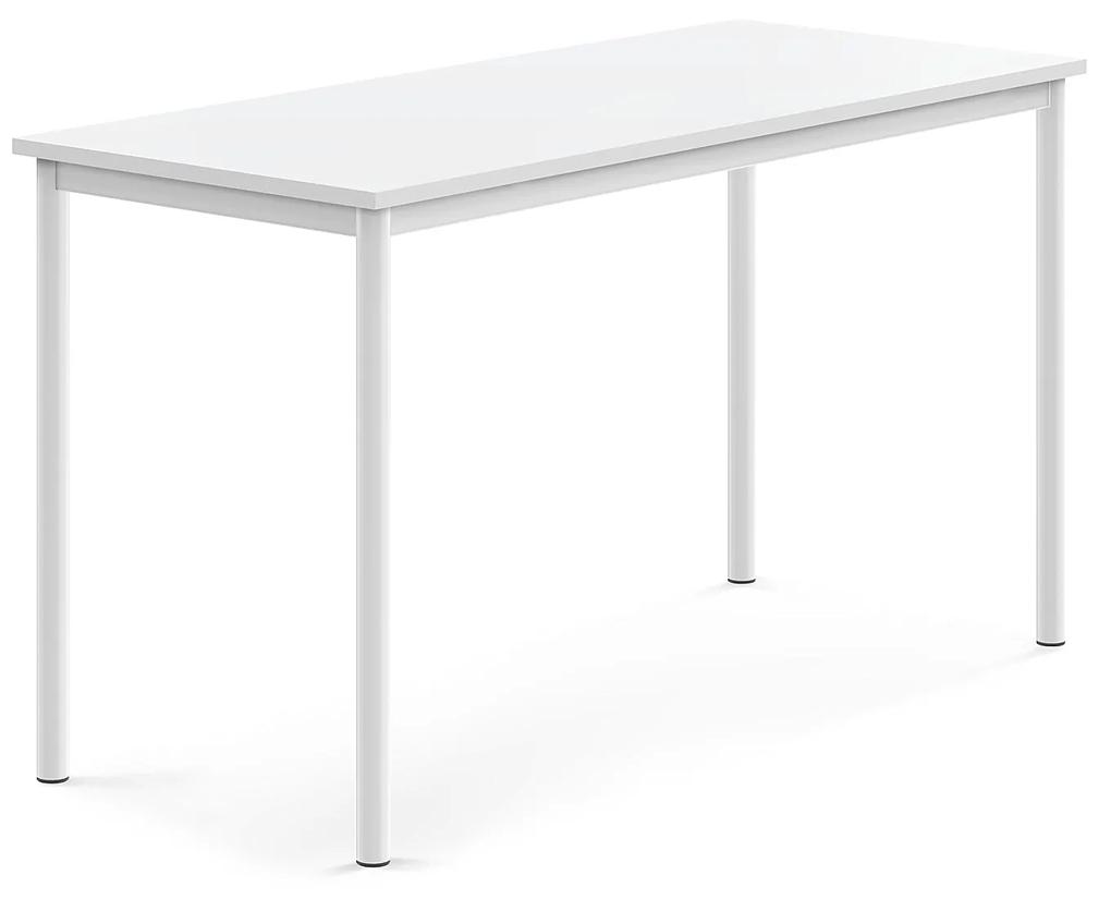 Stôl SONITUS, 1400x600x760 mm, HPL - biela, biela