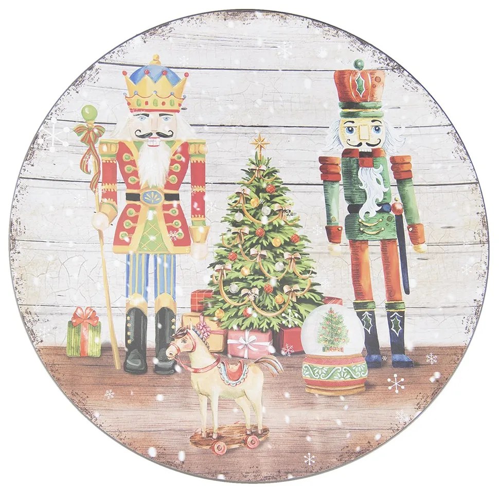 Plastový vianočný okrúhly podnos/tanier s Luskáčikmi - Ø 40*1 cm