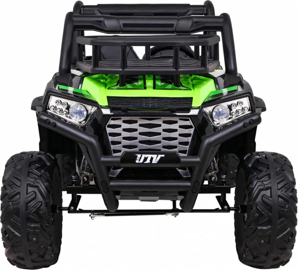 Ramiz Buggy UTV Off-roader pre deti Zelená + diaľkové ovládanie + nosič batožiny + pomalý štart + EVA + MP3 LED