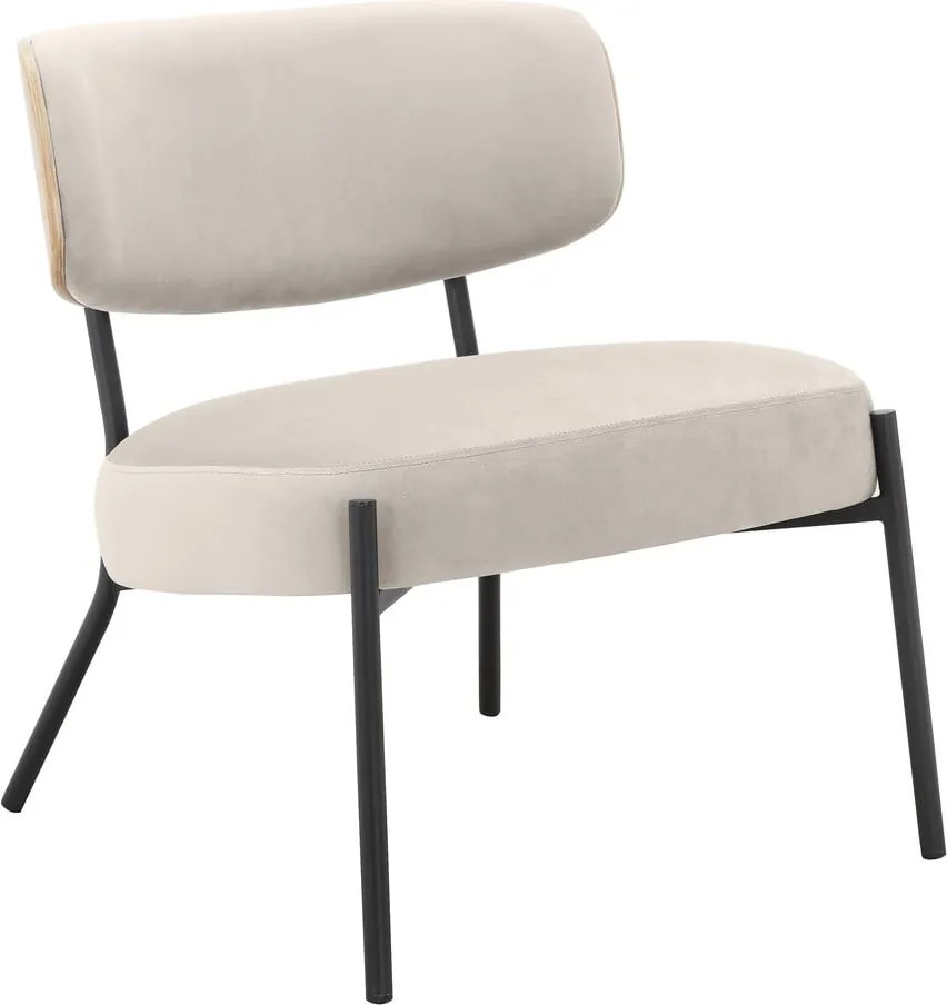 Krémovobiele zamatové kreslo s podnožkou Jerry – Støraa