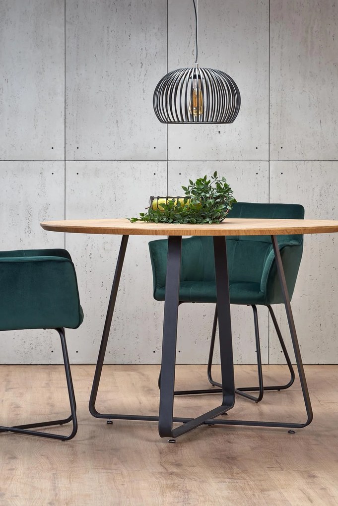 AKCIA Čierny jedálenský stôl s dubovou doskou NOCTURNE 120x120 II. akosť