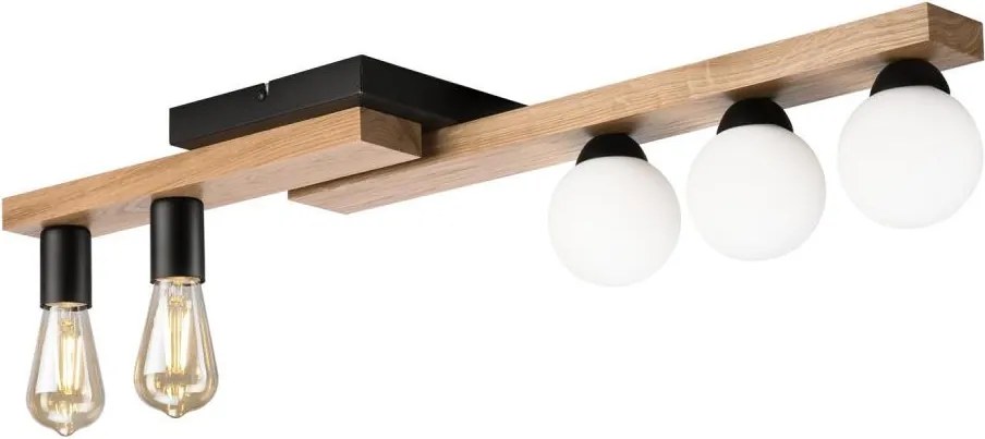 Prisadený luster MATTE 2xE27/15W/230V + 3xG9/5W/230V čierna/dub