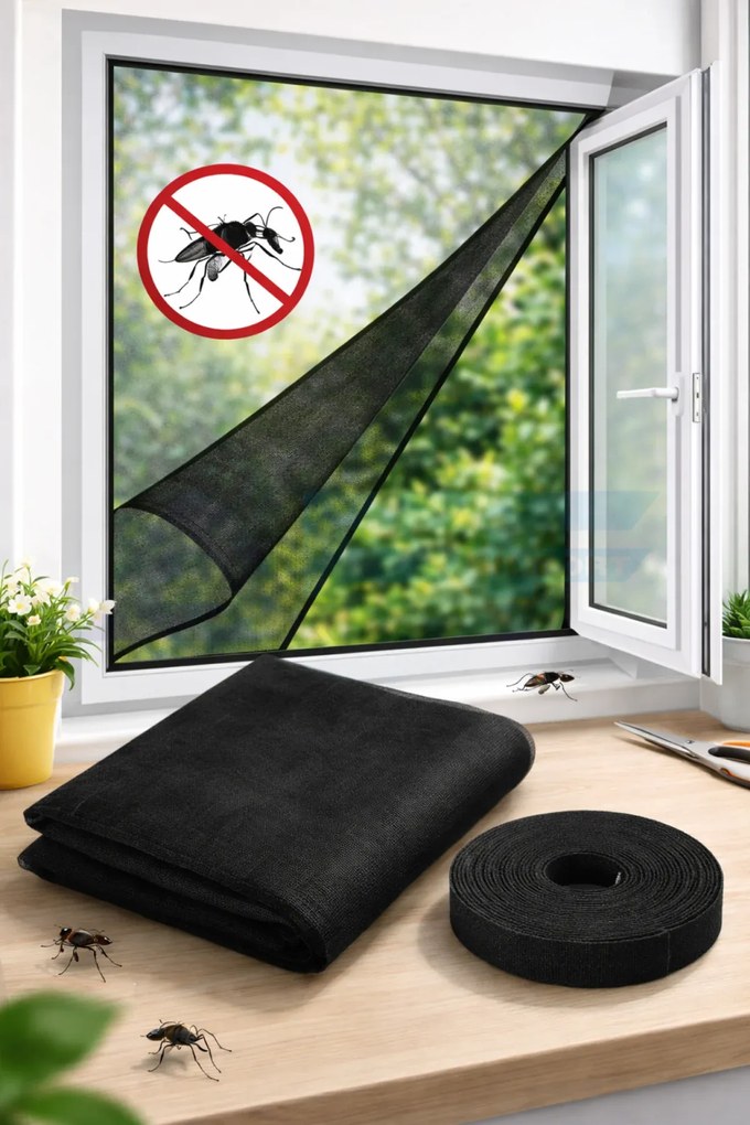 AFF Sieť do okna proti hmyzu - 150 x 180 cm - čierna