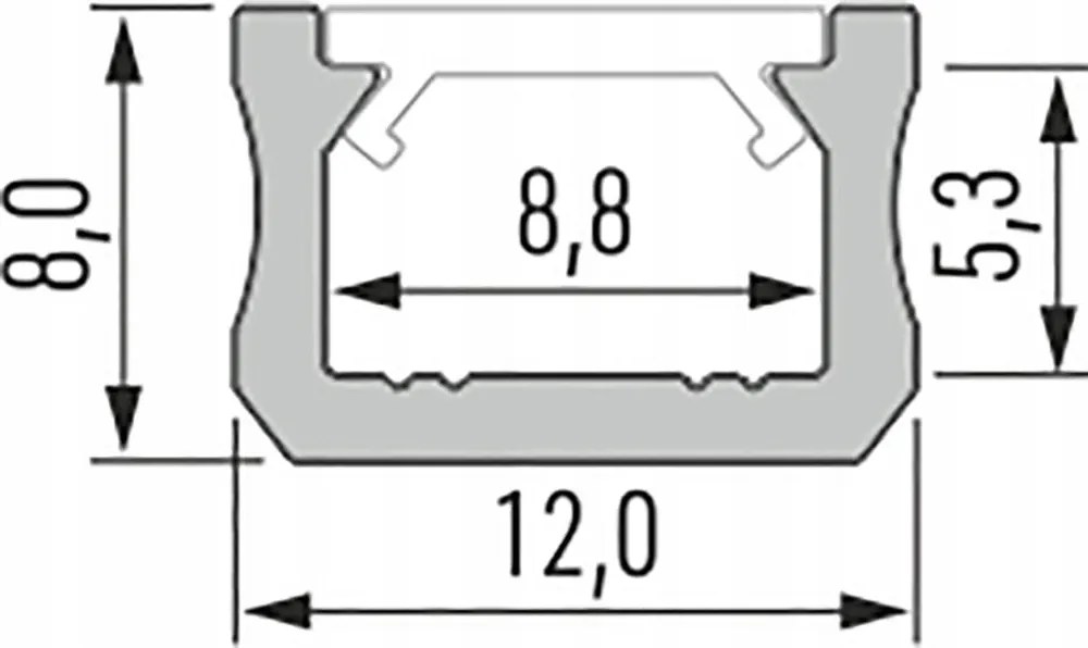 Tienidlo pre LED profil typu X, priehľadné, 2m, priehľadný kryt Lumines