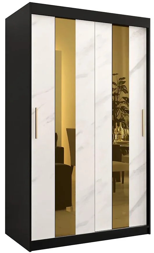 Skriňa Platinum Pole 120 čierna marmur/biely