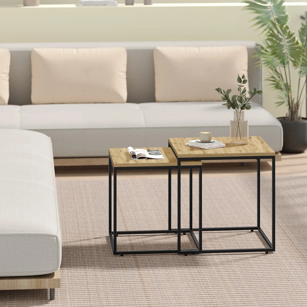 Sada 2ks konferenčných stolíkov QUADRO, dekor dub artisan