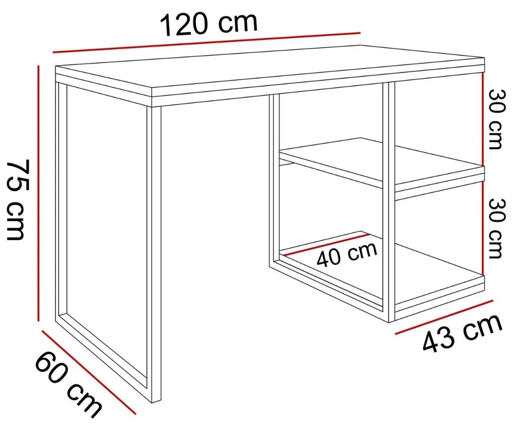 PISACÍ STÔL KARL II ČIERNY / DUB WOTAN 120 cm