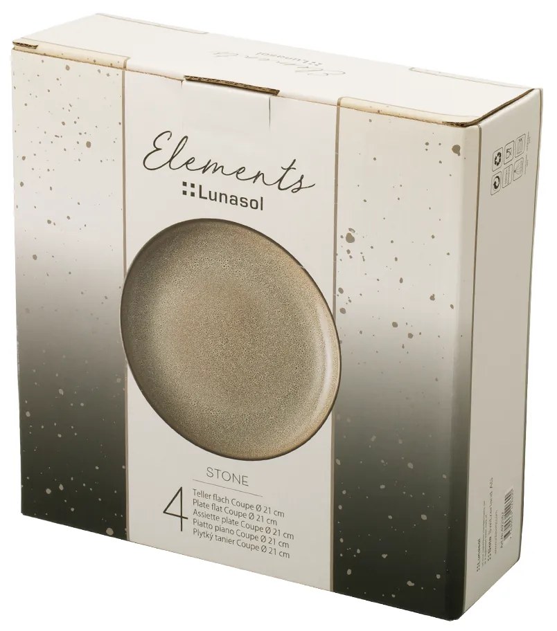 Tanier plytký Coupe 25 cm set 4 ks – Elements Stone - 492560