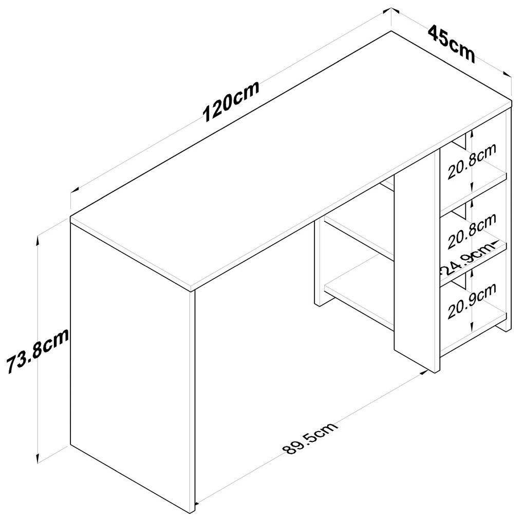 Písací stôl Brana 120 cm orech/antracit