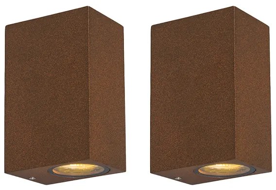 Sada 2 priemyselných nástenných svietidiel hrdzavohnedá 2-svetlá IP44 - Baleno