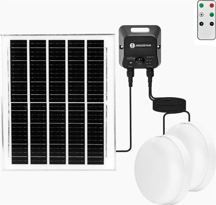 Aigostar - Sada 2x LED solárne stropné svietidlo LED/3,7V 12000 mAh IP65 + diaľkové ovládanie