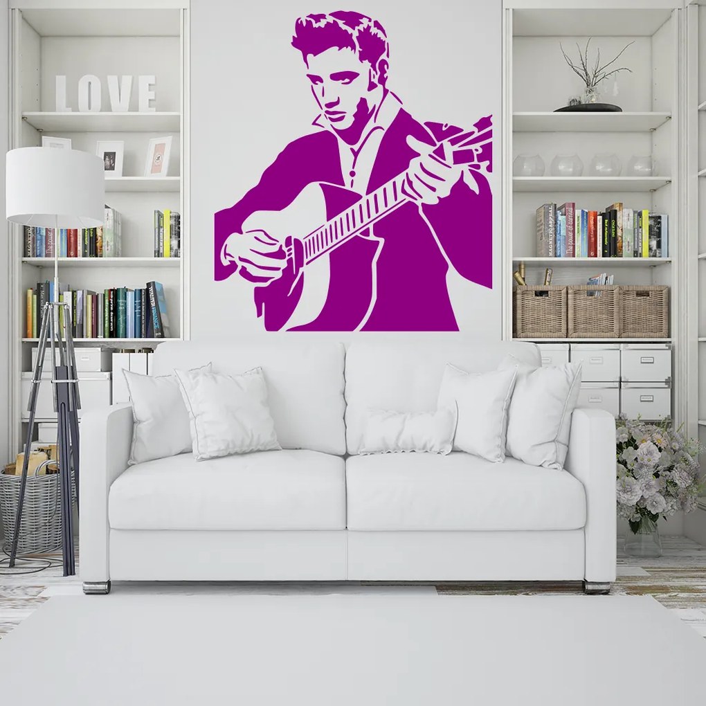 Veselá Stena Samolepka Elvis Presley Farba: hnedá, Veľkosť: 60 x 56 cm