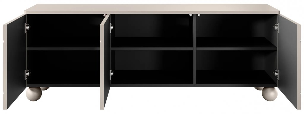 TV stolík Sonatia II 150 cm trojdverový na guľatých nohách - kašmírový