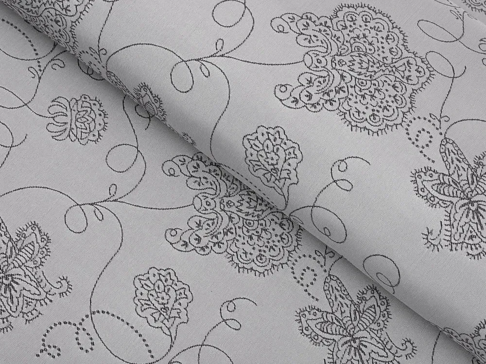 Biante Teflónový behúň na stôl TF-083 Kvetované ornamenty na sivom 45x140 cm