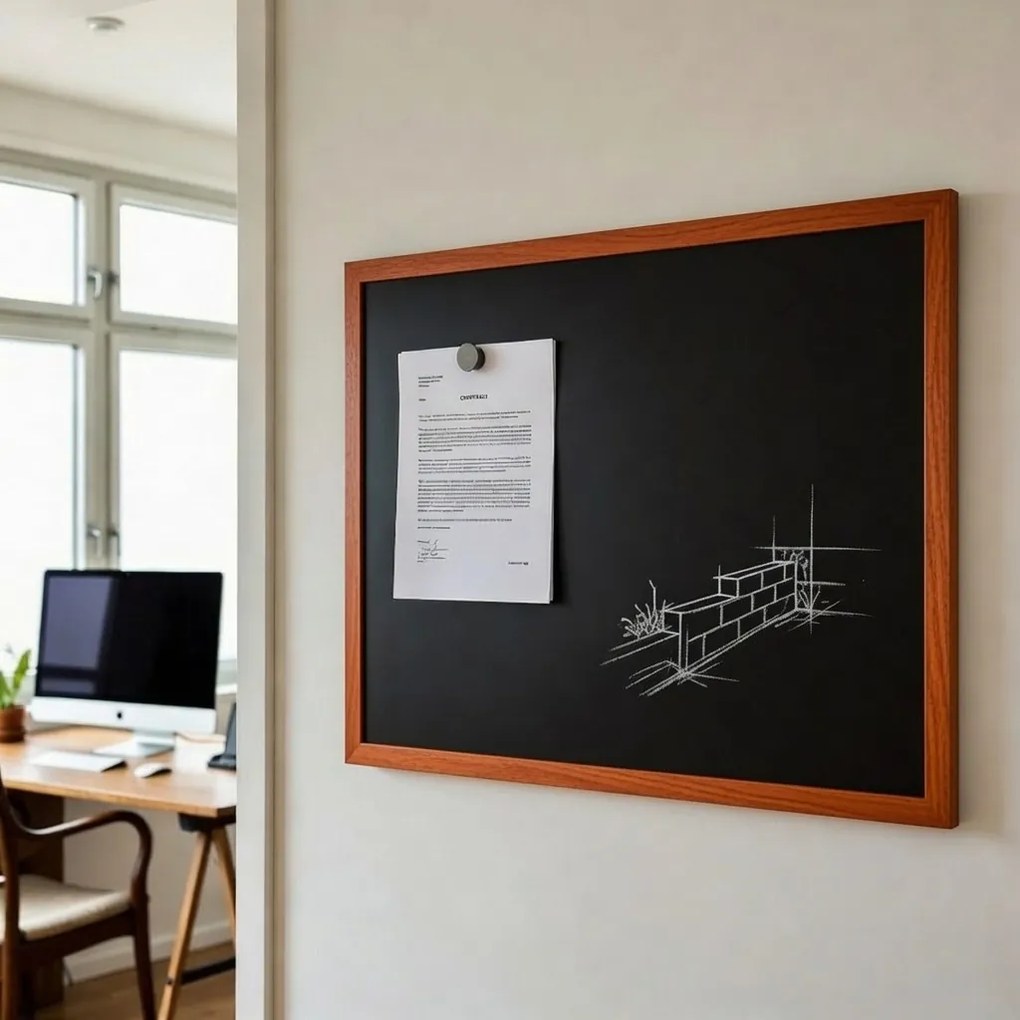 Toptabule.sk  Čierna magnetická tabuľa NATURE LINE v drevenom ráme MAHAGÓN 200x100 cm