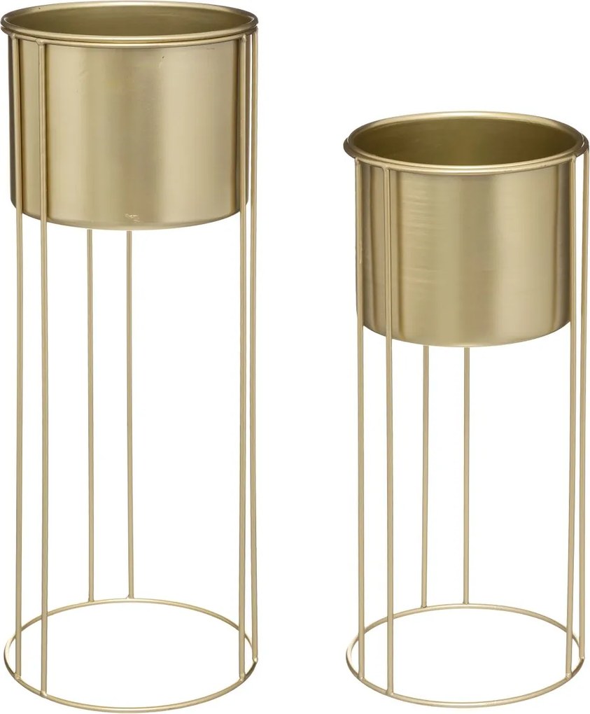 KOVOVÝ KVETINÁČ SO STOJANOM MAX GOLD SADA 2KS 58X21,5 CM+41,5X18,5 CM ZLATÁ