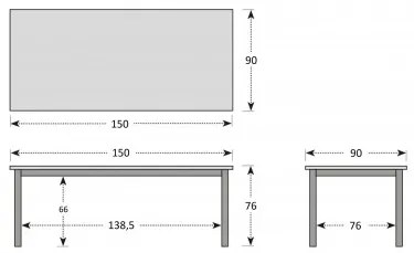 Doppler SALERNO - záhradný hliníkový záhradný stôl 150 x 90 x 76 cm