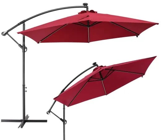 InternetovaZahrada LED slnečník Mali Ø350 cm - červený