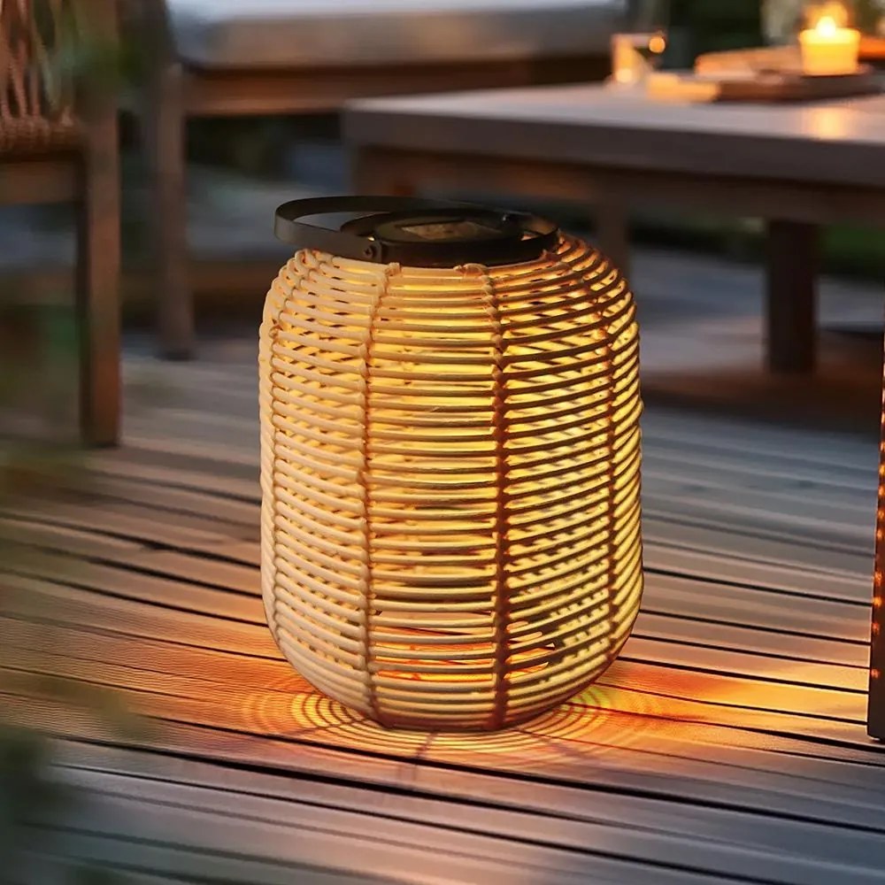 Solárna ratanová lampa LF07 prírodná