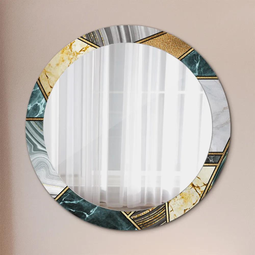 Okrúhle ozdobné zrkadlo Mramor a zlato fi 80 cm