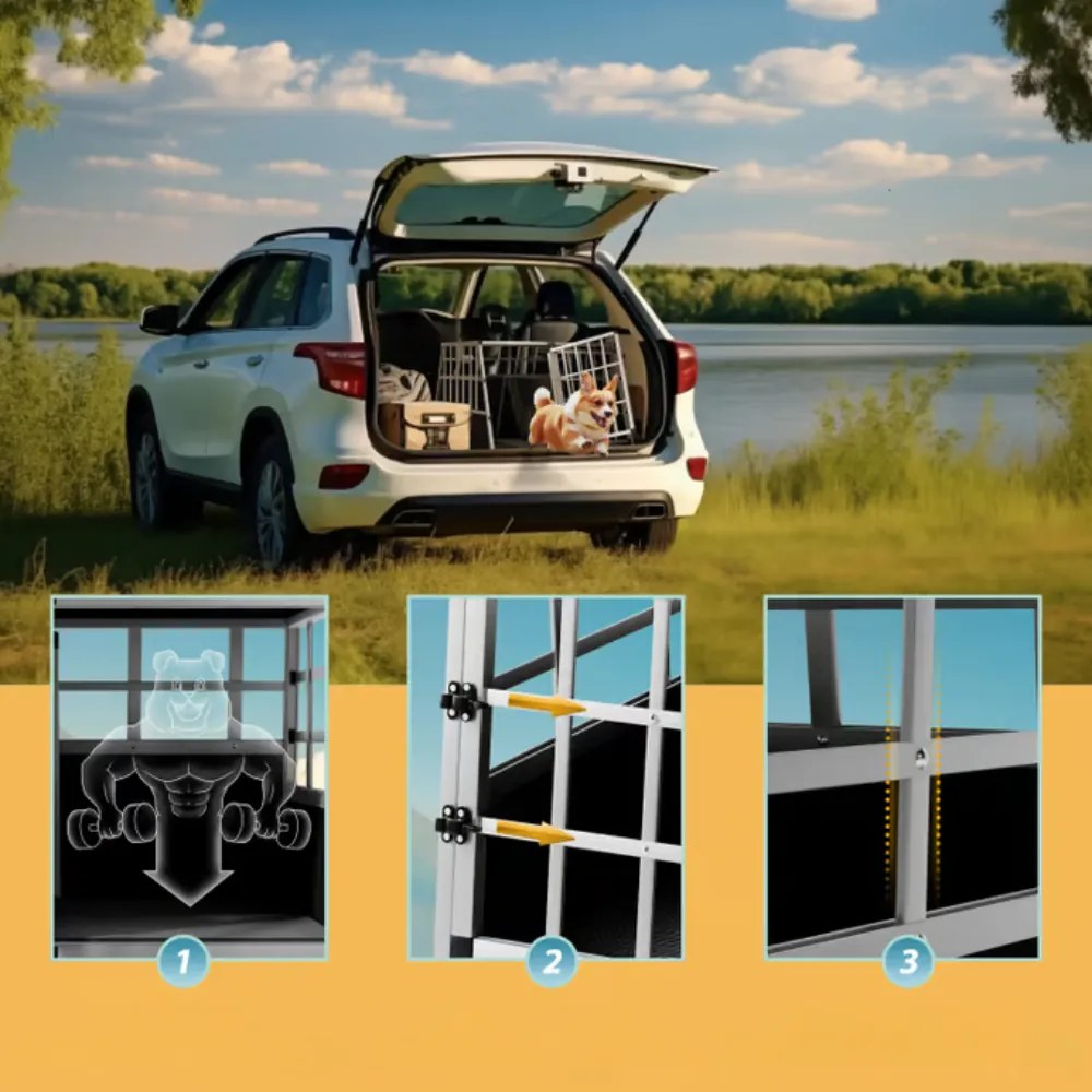 Prepravka pre psa BRUNO, 89x70x51cm strieborná/čierna Cadoca