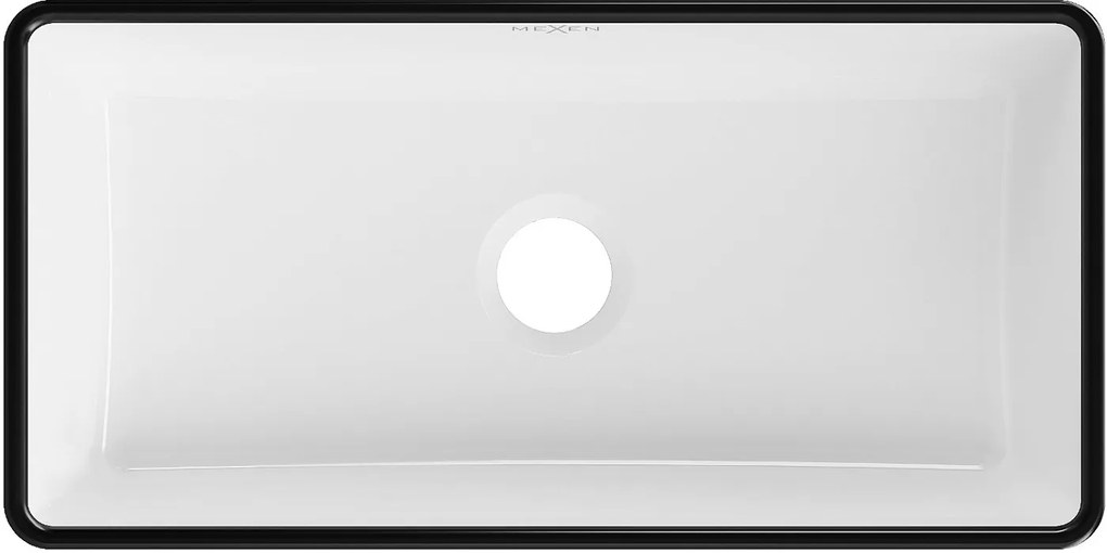 Mexen Nadia, umývadlo na dosku 46x23x12 cm, biela lesklá-čierny okraj, 21614607