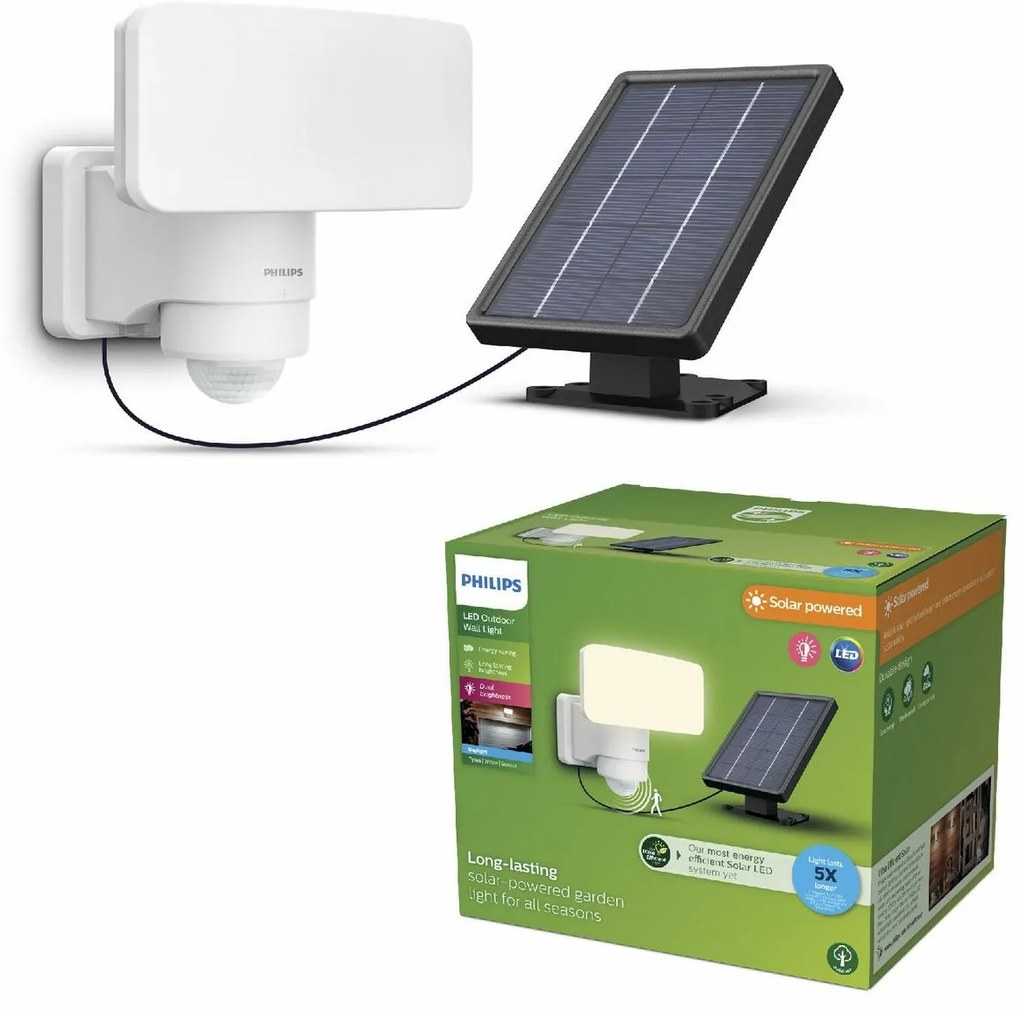 Philips Tylus UltraEfficient Security solárny LEDreflektor, senzor, biela, 6 W, 1000/50 lm, 3000 K