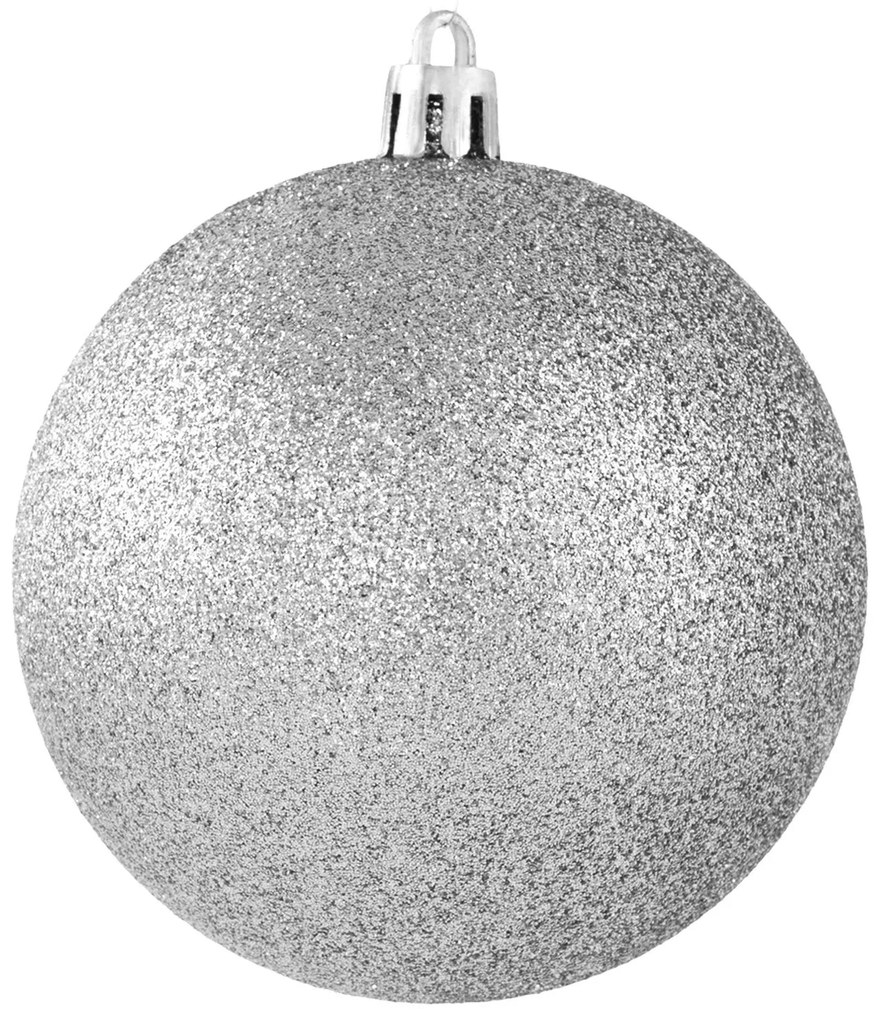 VIANOČNÁ BANKA NA STROMČEK SADA 4 KS (FI) 8 CM STRIEBORNÁ