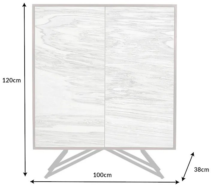 Dizajnová vysoká komoda Quillon II 120 cm prírodný kameň
