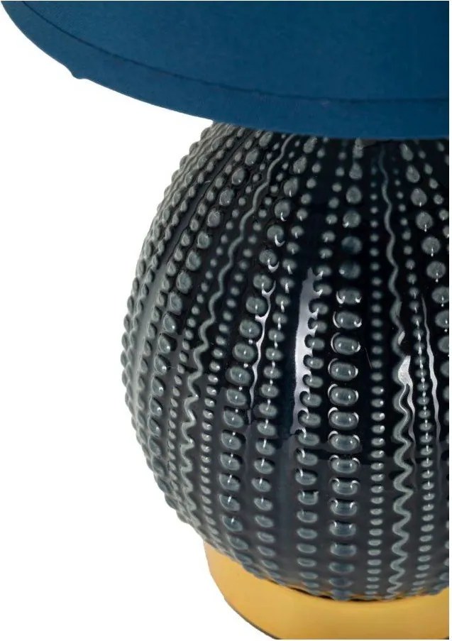 Modrá keramická stolová lampa s textilným tienidlom (výška 30,5 cm) Flavi – Mauro Ferretti