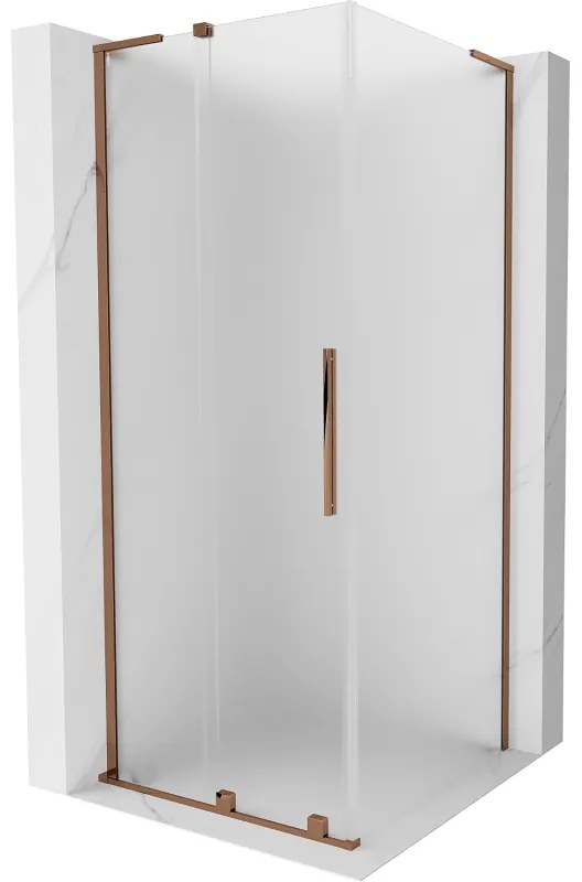 Mexen Velar L, sprchový kút s posuvnými dverami 120 x 120 cm, 8mm sklo námraza, ružové zlato, 871-120-120-33-60