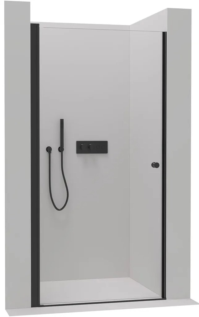 Cerano Antelo, 1-krídlové sprchové dvere 80x190 cm, 6mm číre sklo, čierny profil, CER-CER-432379