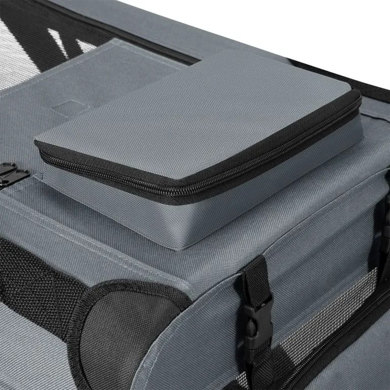 Skladací transportný box pre psov L s miskou a pelíškom, siv