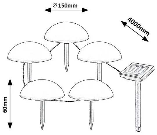 Rabalux 77008 - LED Solárne svietidlo TREPPIO 5xLED/0,2W/1,2V IP44