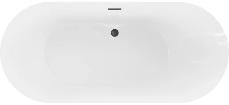 Mexen Roxy, voľne stojaca vaňa 180 x 85 cm, biela, čierny matný prepad, 51201808500-70