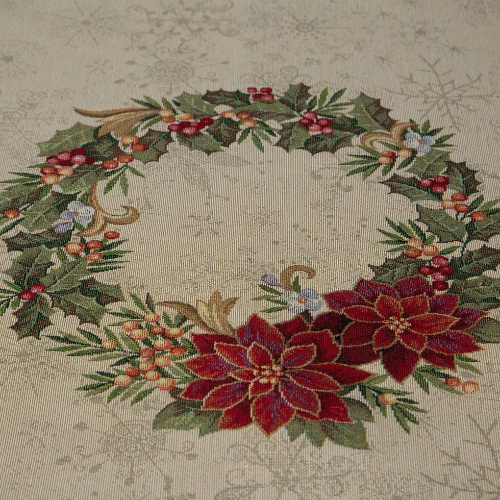 VIANOČNÝ GOBELÍNOVÝ BEHÚŇ NA STÔL MERRY 45X140 CM VZOROVANÝ
