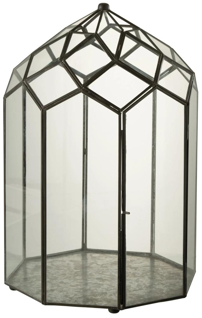 Čierny kovový domáci skleník - 28*28*50 cm