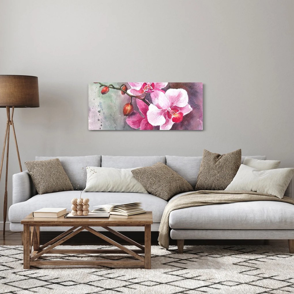 Obraz - Orchidey, aquarel (120x50 cm)