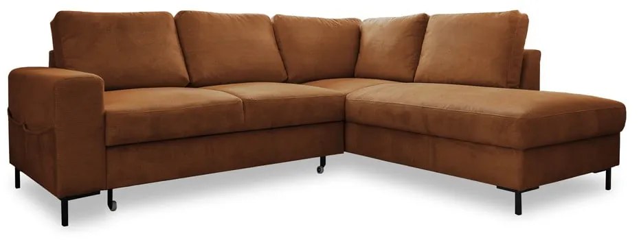 Oranžovohnedá menčestrová rozkladacia rohová pohovka (pravý roh) Lofty Lilly – Miuform