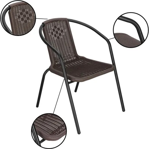 SPRINGOS Záhradné stoličky, 4 ks, kovové, hnedé, sada na terasu GF1019