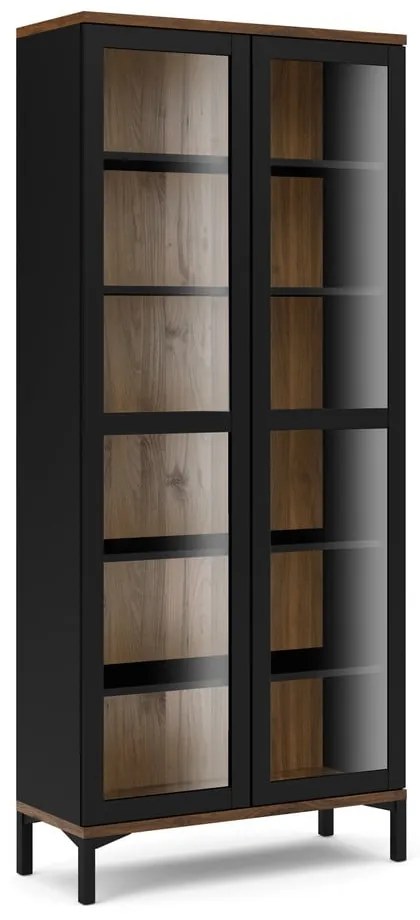 Čierna/v prírodnej farbe vitrína v dekore orecha 89x203x36 cm Roomers – Tvilum